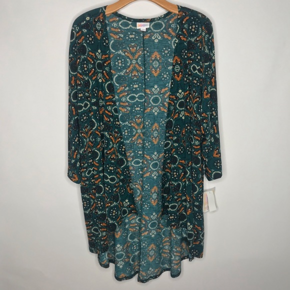 LuLaRoe Sweaters - Lularoe | NWT Green Printed Lindsay Kimono